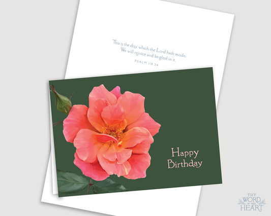 Greeting Card : Happy Birthday, Coral Rose