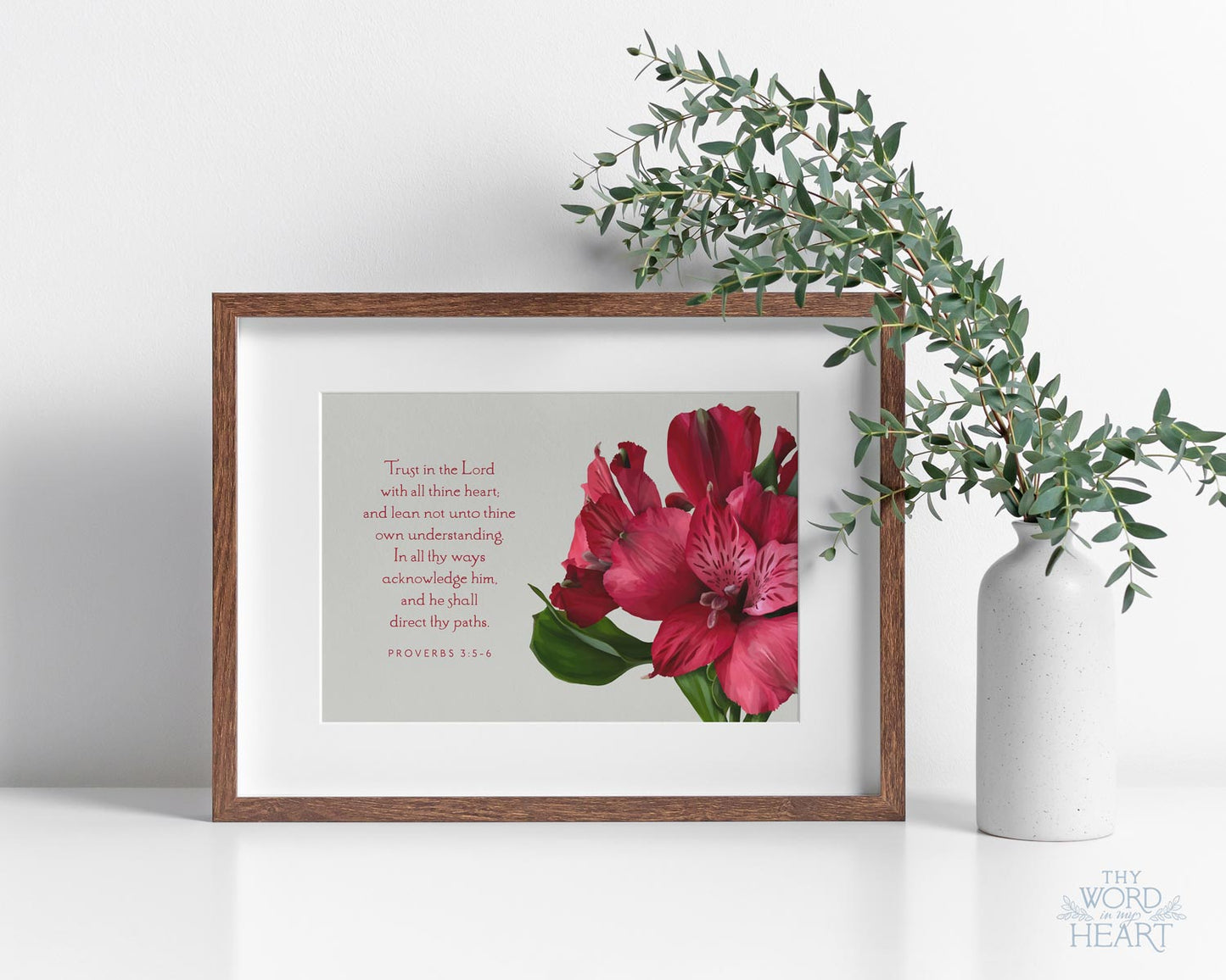 Bible Verse Art Print, Proverbs 3:5-6