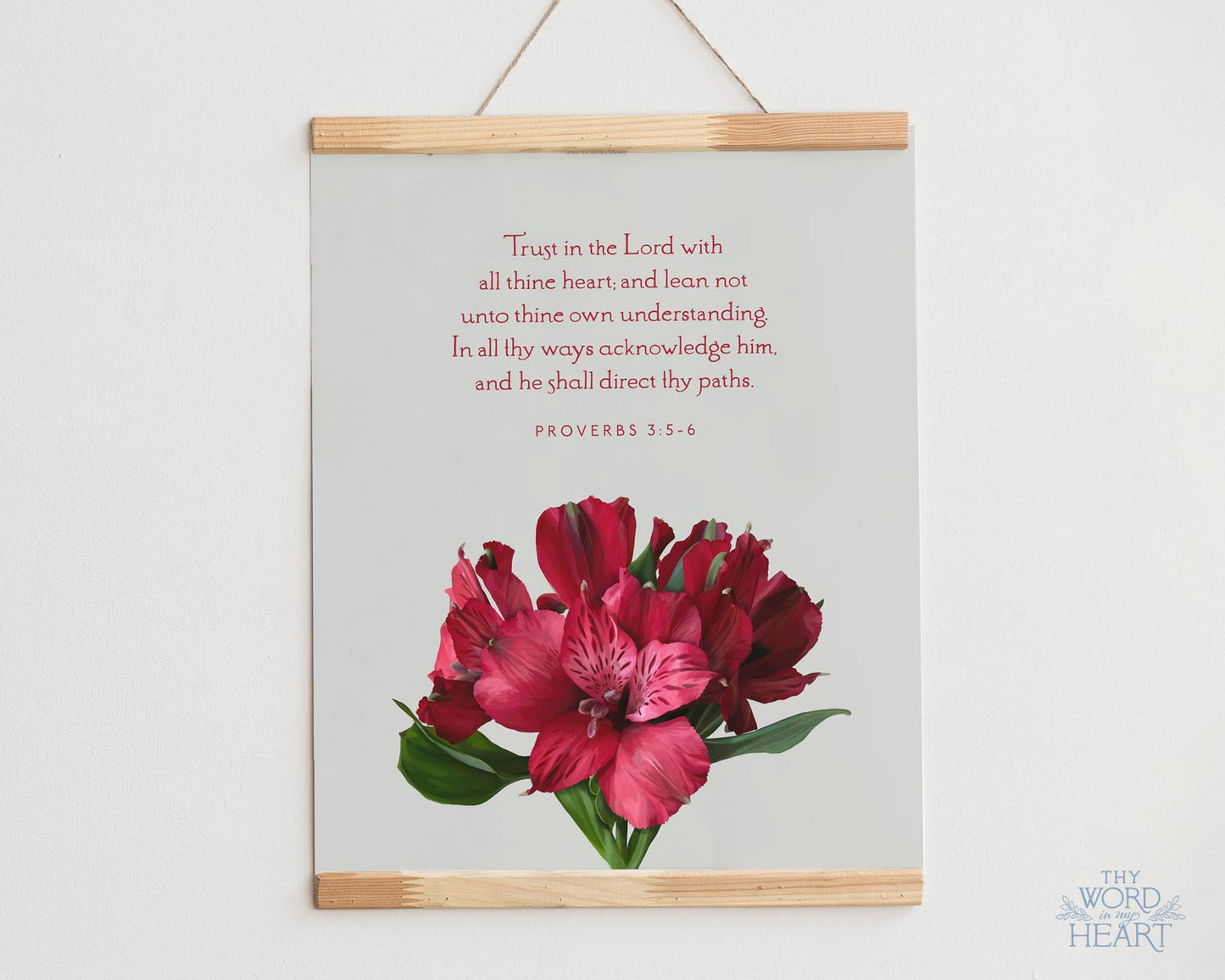 Bible Verse Art Print, Proverbs 3:5-6