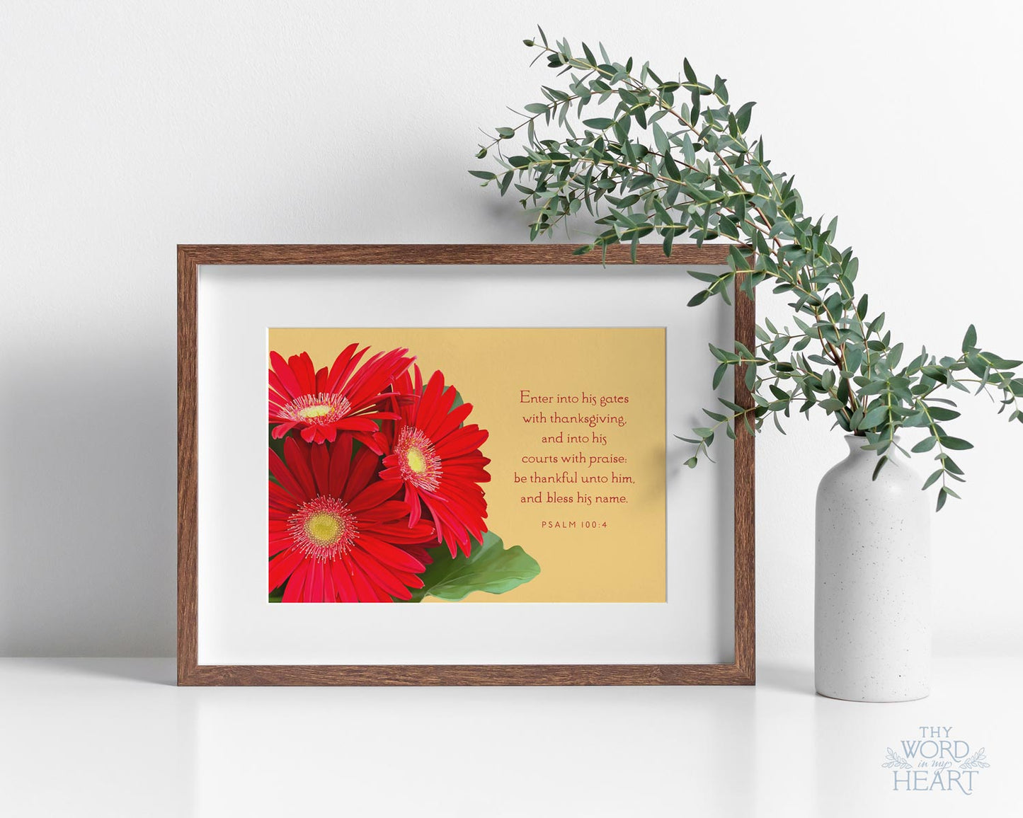 Bible Verse Art Print, Psalm 100:4