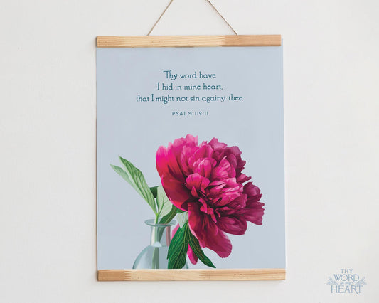 Bible Verse Art Print, Psalm 119:11