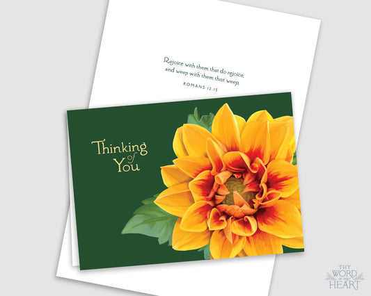 Greeting Card : Thinking of You, Yellow Dahlia